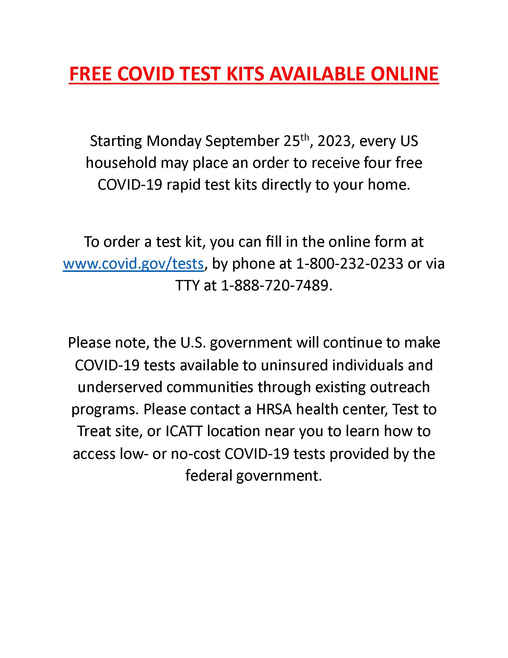 Free Covid Test Kits 2023